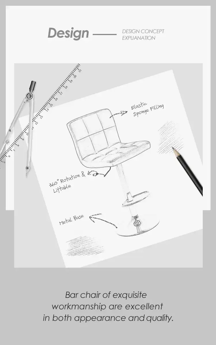 Square back adjustable swivel bar stool