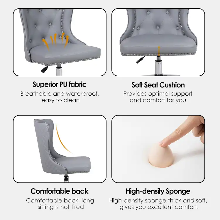 Armless leather lion head office chair