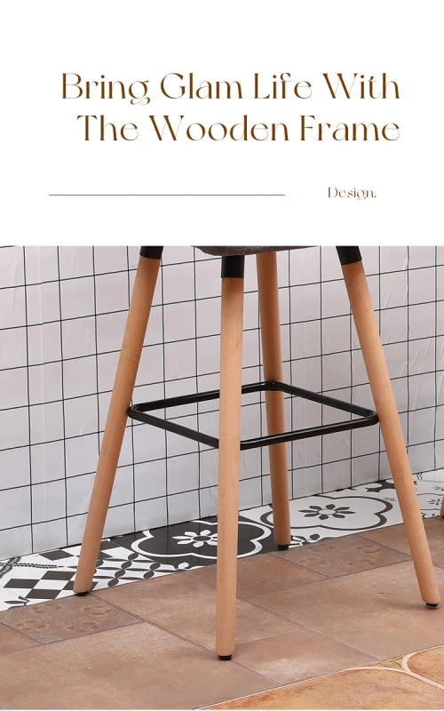 Wooden velvet bar chair with backrest Wooden velvet bar chair with backrest