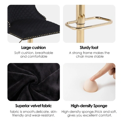 Diamond lattice backrest black gold high bar chair Diamond lattice backrest black gold high bar chair