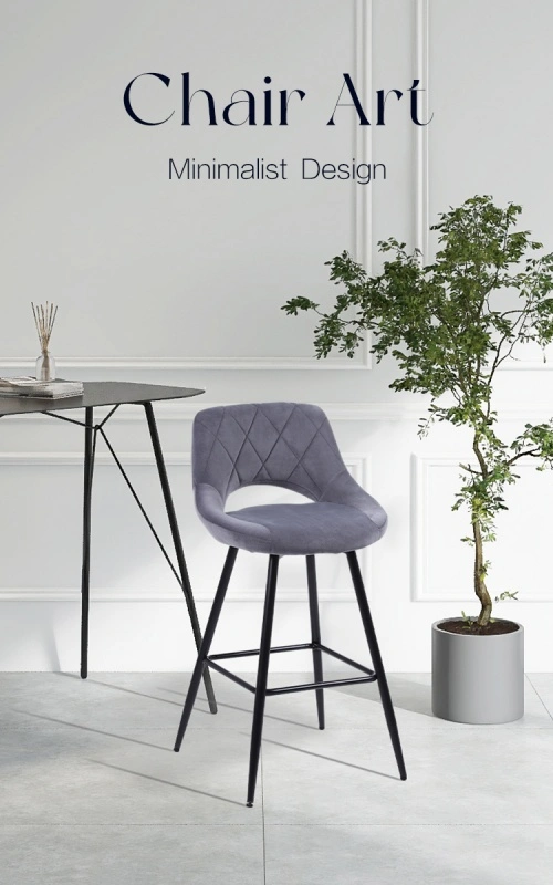 Grey Modern Velvet Bar Chair