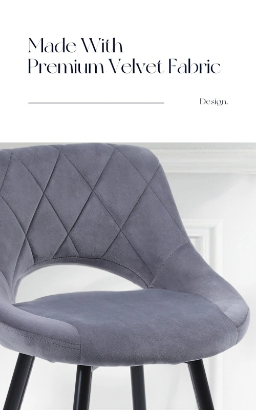 Grey Modern Velvet Bar Chair