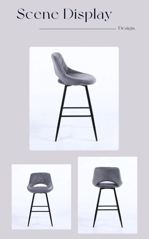 Grey Modern Velvet Bar Chair