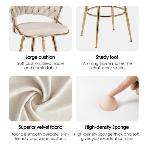 Metal legs hand-woven backrest high bar stool Metal legs hand-woven backrest high bar stool