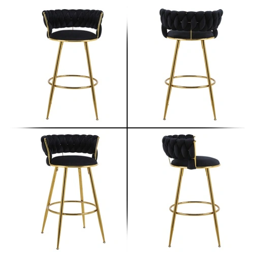 Pink bar stool with woven back Pink bar stool with woven back
