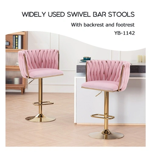 Swivel velvet gold frame bar stool Swivel velvet gold frame bar stool