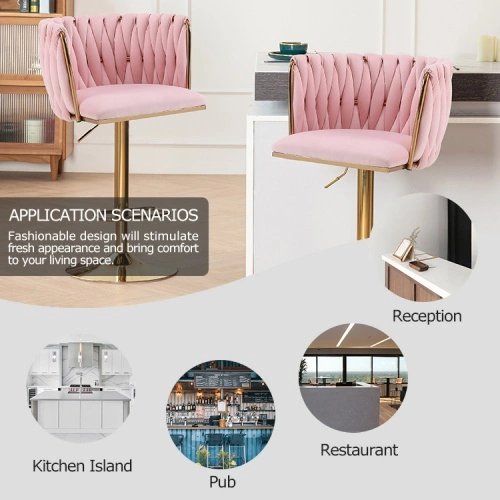 Swivel velvet gold frame bar stool Swivel velvet gold frame bar stool