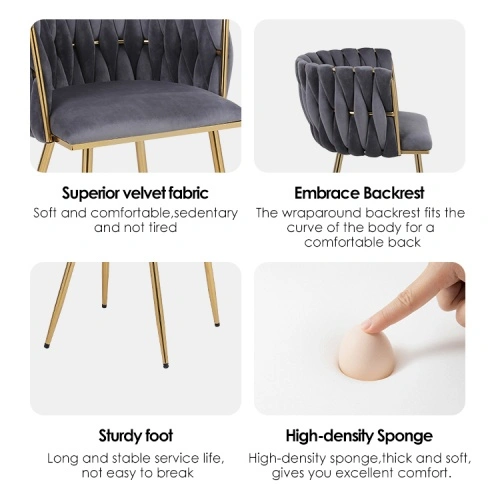 Grey Modern Woven Dining Chair Metal Legs Grey Modern Woven Dining Chair Metal Legs