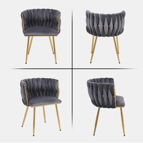 Grey Modern Woven Dining Chair Metal Legs Grey Modern Woven Dining Chair Metal Legs