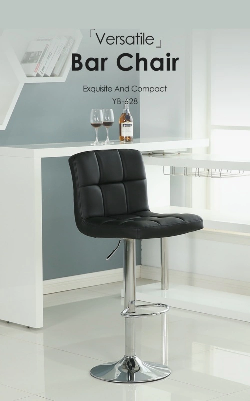 Square back adjustable swivel bar stool