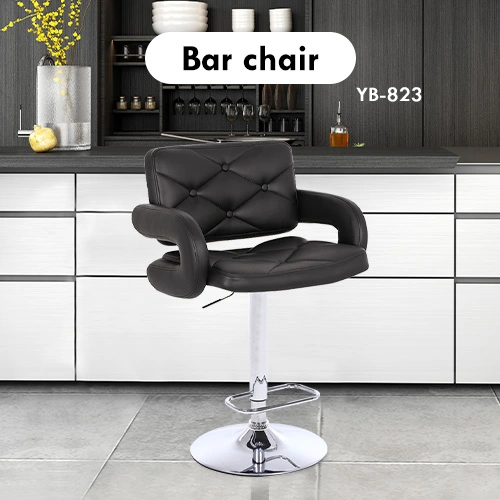 Black leather bar stool with arms and back Black leather bar stool with arms and back