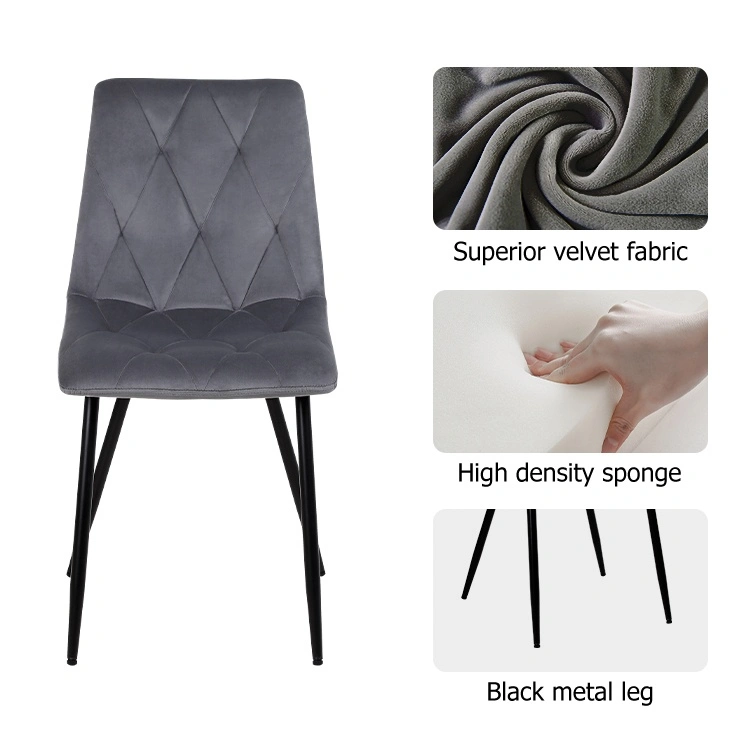 Grey diamond pattern back dining chair