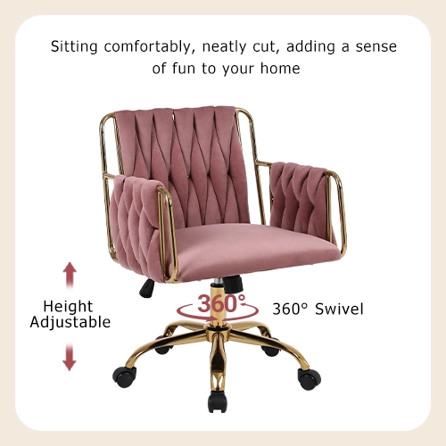 Hand-woven velvet office chair on wheels Hand-woven velvet office chair on wheels