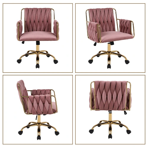 Hand-woven velvet office chair on wheels Hand-woven velvet office chair on wheels