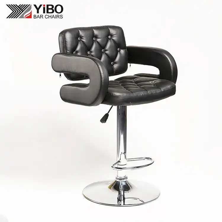 Black leather bar stool with arms and back Black leather bar stool with arms and back
