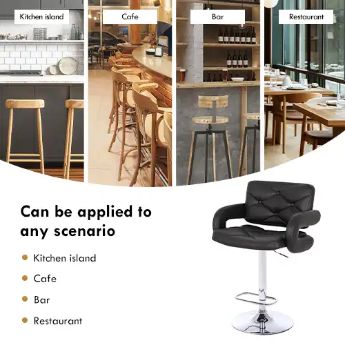 Black leather bar stool with arms and back Black leather bar stool with arms and back