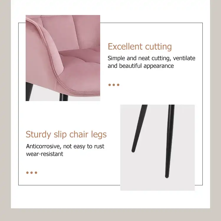 Pink dining chair with armrests