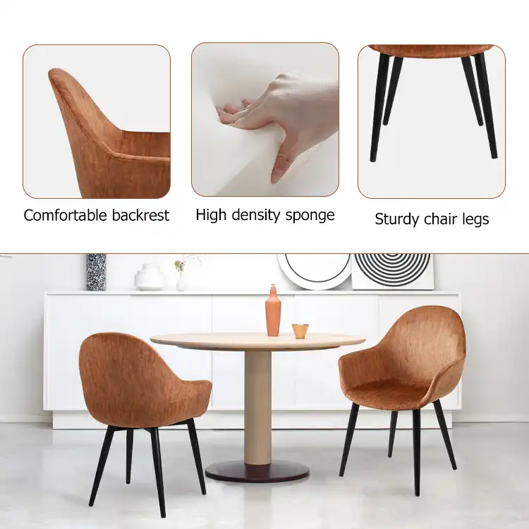 Dark brown dining chair with armrests