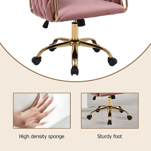 Hand-woven velvet office chair on wheels