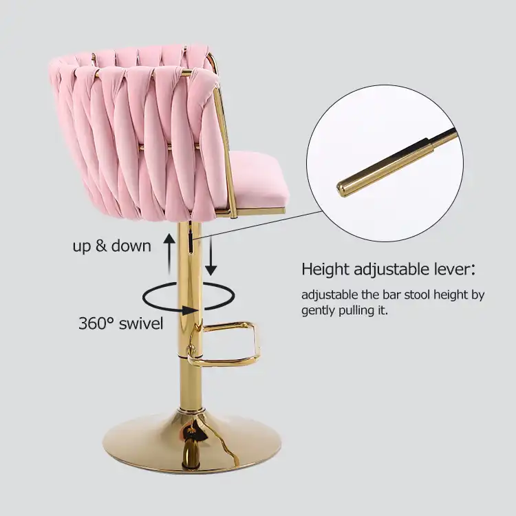 Swivel velvet gold frame bar stool