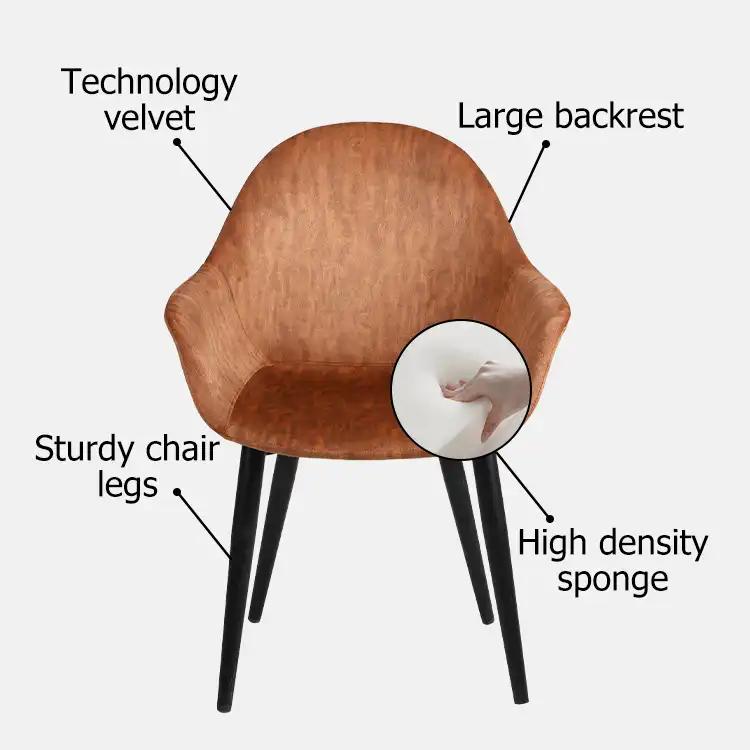 Dark brown dining chair with armrests