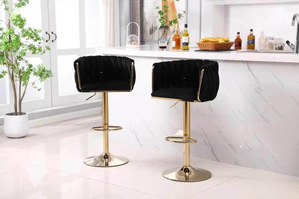 Swivel velvet gold frame bar stool