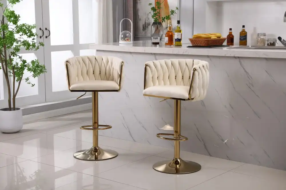 Swivel velvet gold frame bar stool