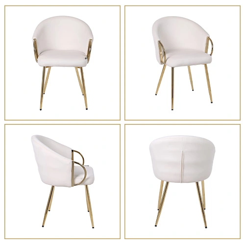 Modern Cream Metal Leg Dining Chair