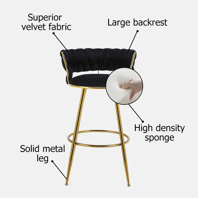 Pink bar stool with woven back Pink bar stool with woven back