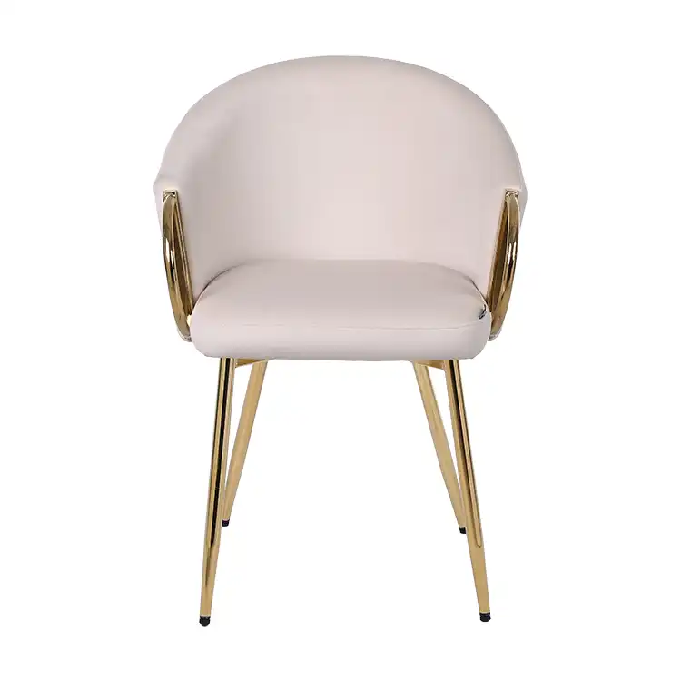 Modern Cream Metal Leg Dining Chair