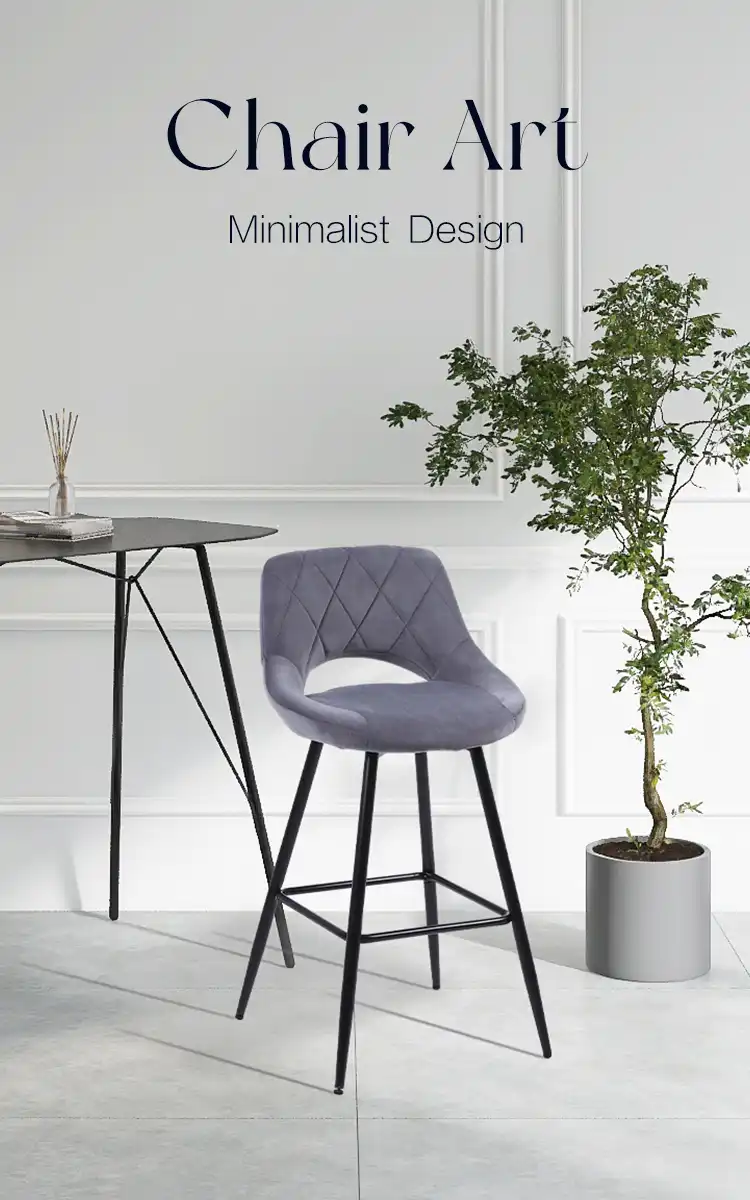 Grey Modern Velvet Bar Chair Grey Modern Velvet Bar Chair