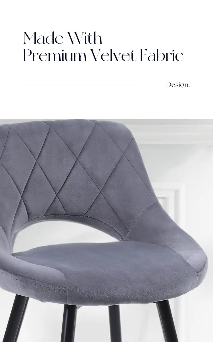 Grey Modern Velvet Bar Chair