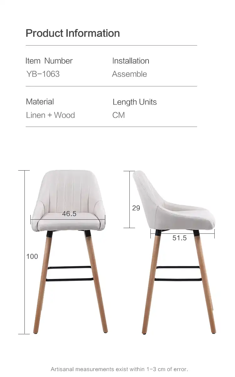 Wooden velvet bar chair with backrest