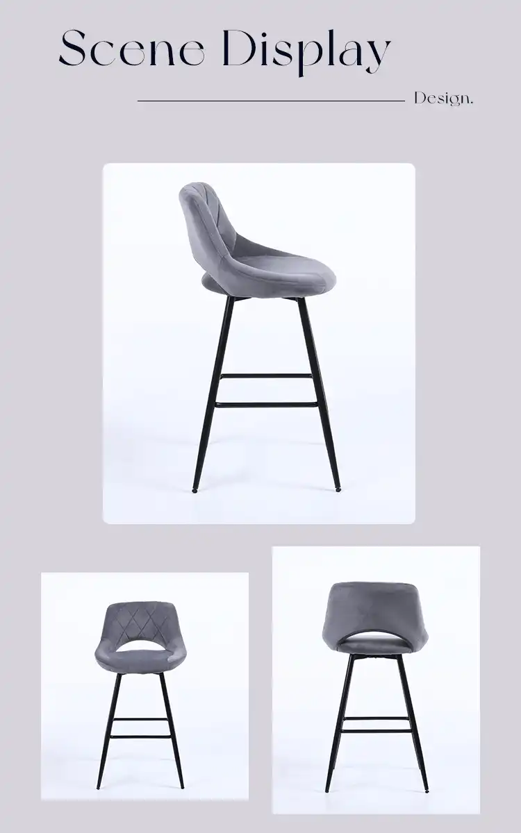 Grey Modern Velvet Bar Chair Grey Modern Velvet Bar Chair