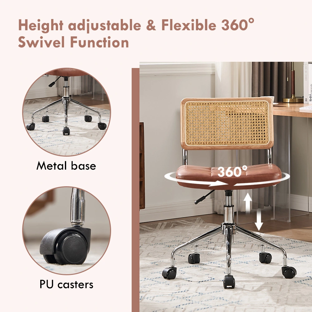 Rattan Back Upholstered Swivel Chair Rattan Back Upholstered Swivel Chair