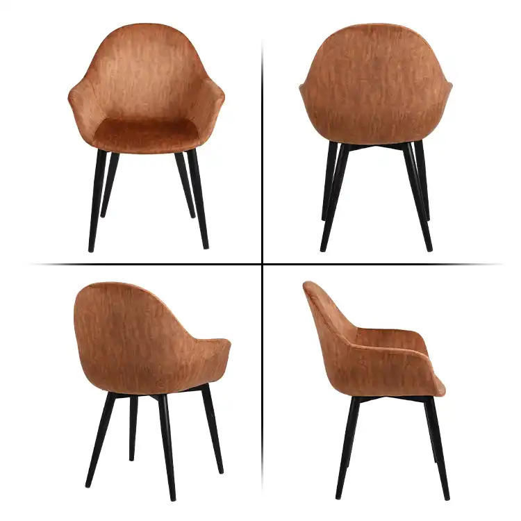 Dark brown dining chair with armrests