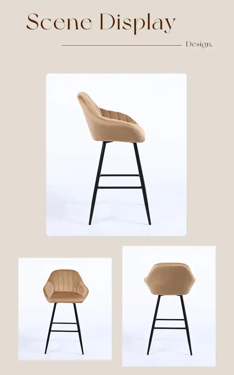 velvet mustard yellow counter stool
