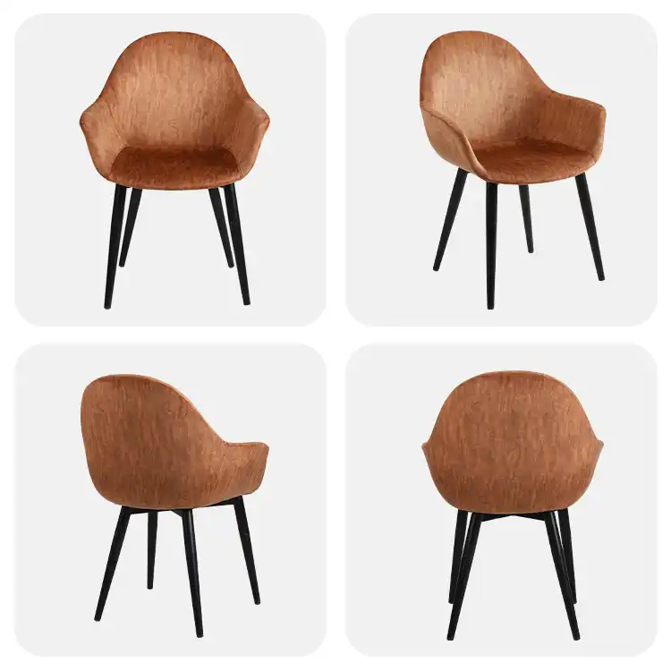 Dark brown dining chair with armrests