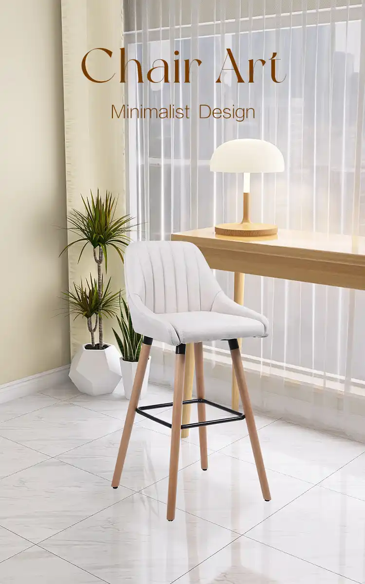 Wooden velvet bar chair with backrest