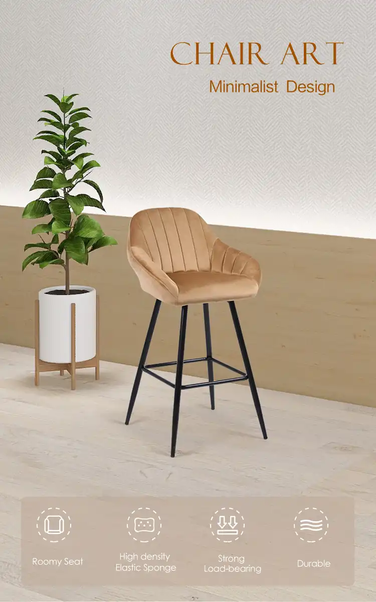 velvet mustard yellow counter stool