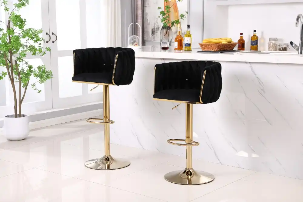 Best Swivel Velvet Gold Frame Bar Stool for Small Spaces