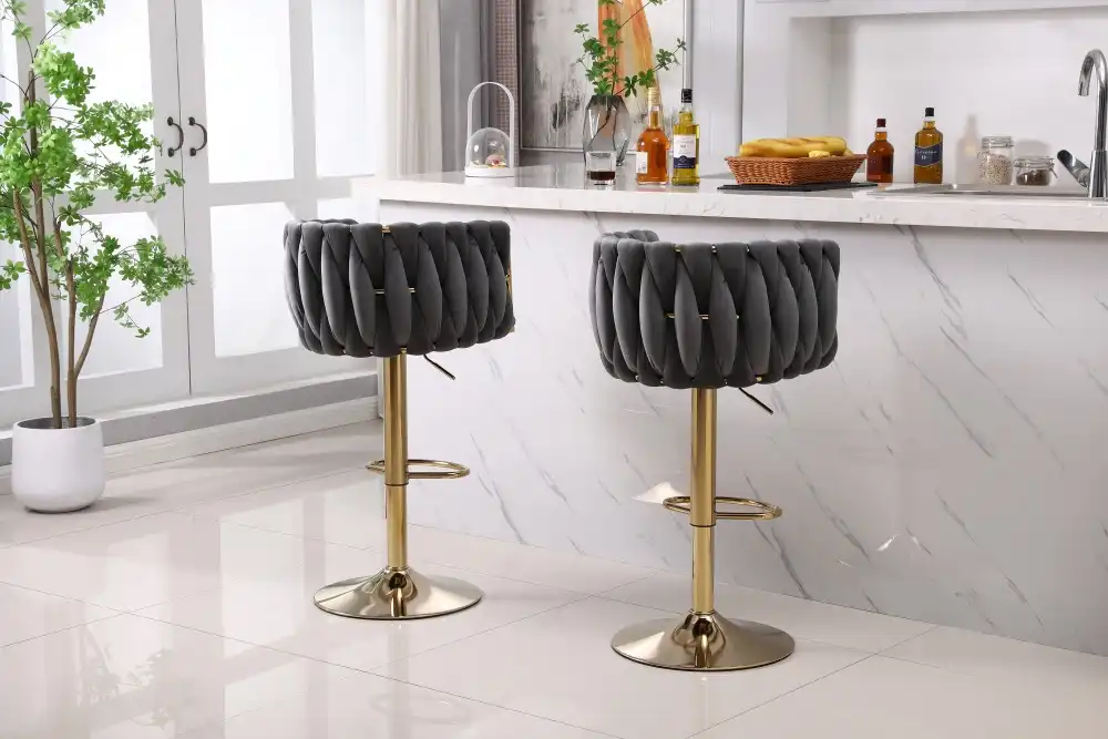 Swivel Velvet Gold Frame Bar Stool vs Standard Upholstered Stool