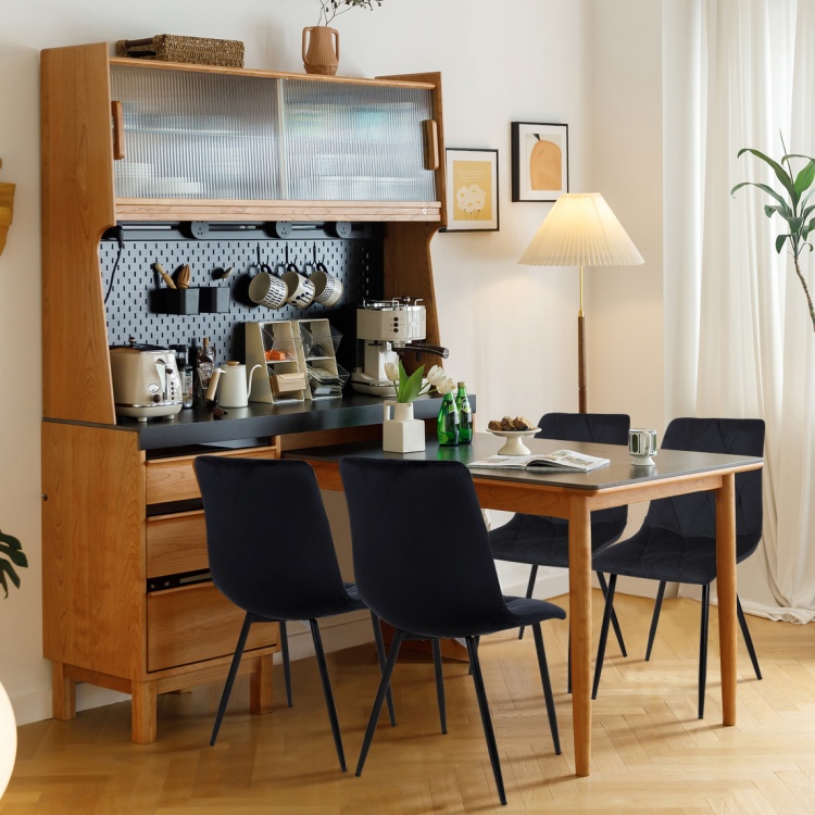 Eetkamerstoel met grijze ruitpatroonrug