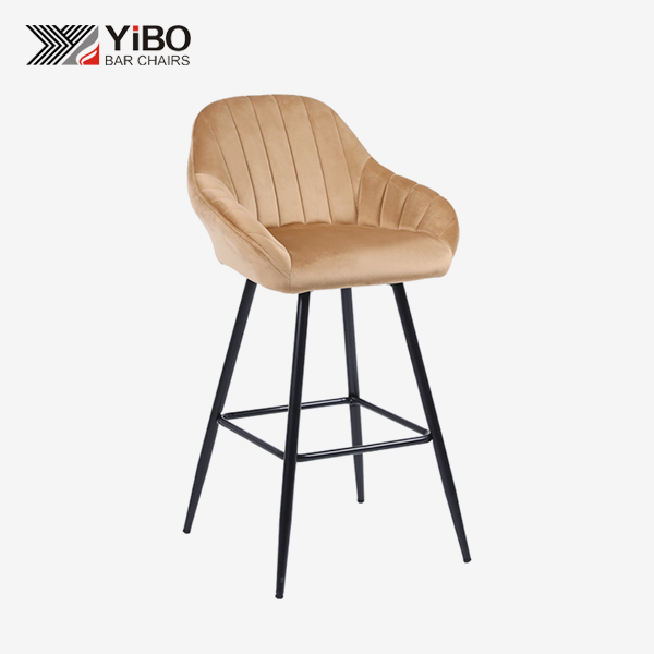 fluwelen mosterdgele barkruk