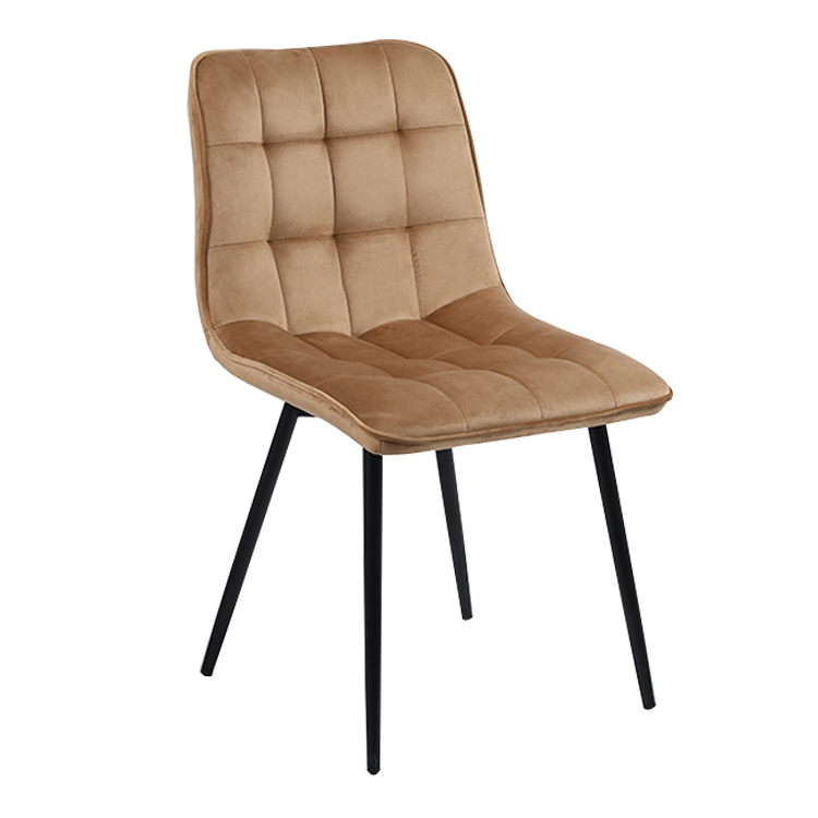 Fluwelen geruite eettafelstoel